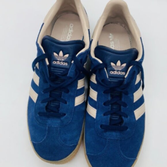 Adidas Gazelle Big Kids 6 or Women's 8 - Blue/Beige Stripes - Lightly Worn - Picture 7 of 8